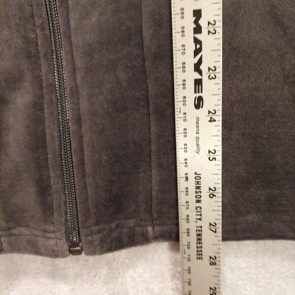 Chico's Spa Womens XL jacket Zip Charcoal Velour Beaded Quilted Embossed design - Picture 7 of 14